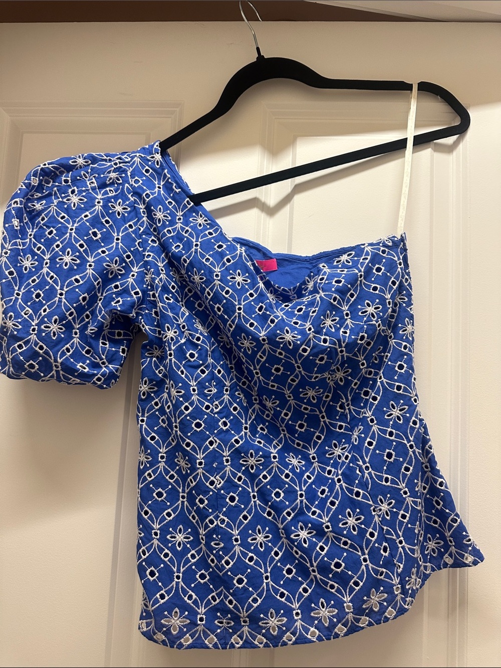 Lily Pulitzer NWT Blue One-Shoulder Eyelet Top SIZE 2